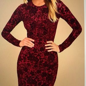 Cor-Set to Go Wine Red Burnout Velvet Print Dress